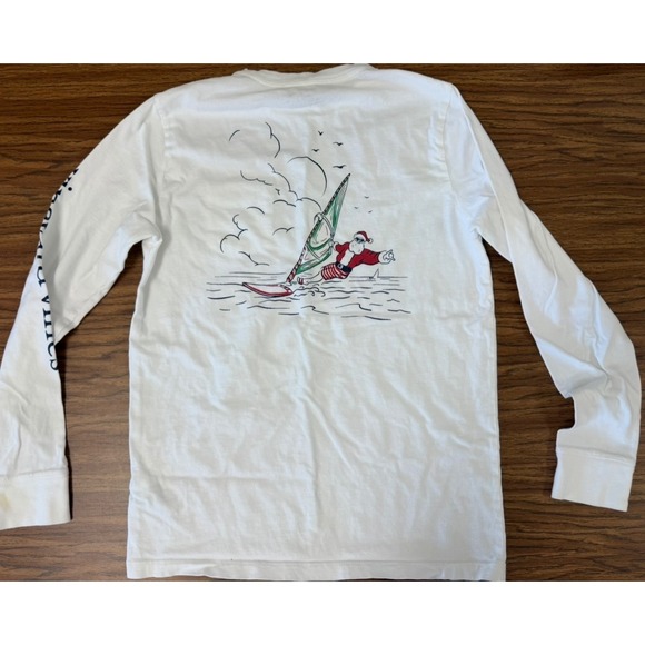Vineyard Vines Other - Vineyard Vines Boys MEDIUM 12/14 White Santa Windsurfing Long Sleeve Tee Shirt